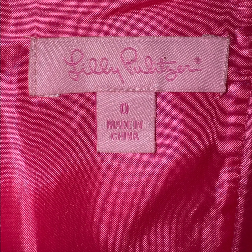 Lilly Pulitzer Beau Hotty Pink Ruffle Strapless Beaded Dress, Size 0 - Picture 4 of 7